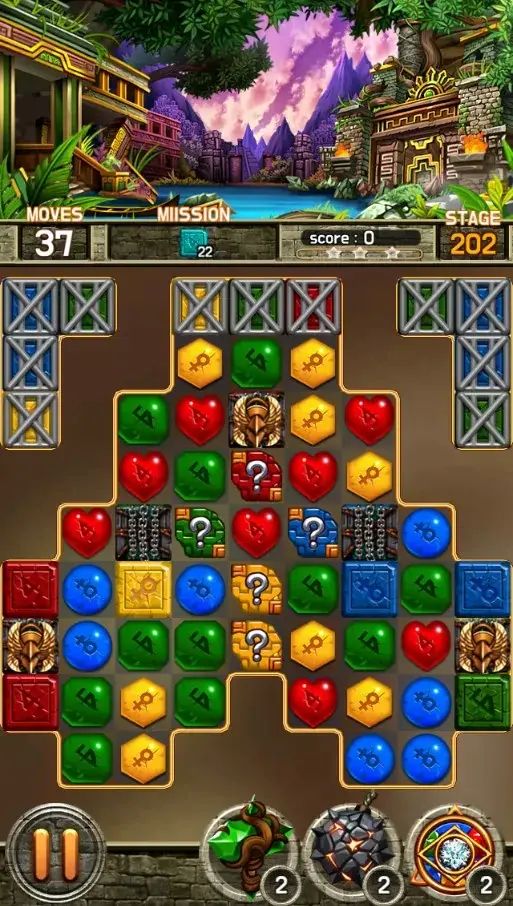 Tabuleiro em forma de arco com blocos de ponto de interrogação